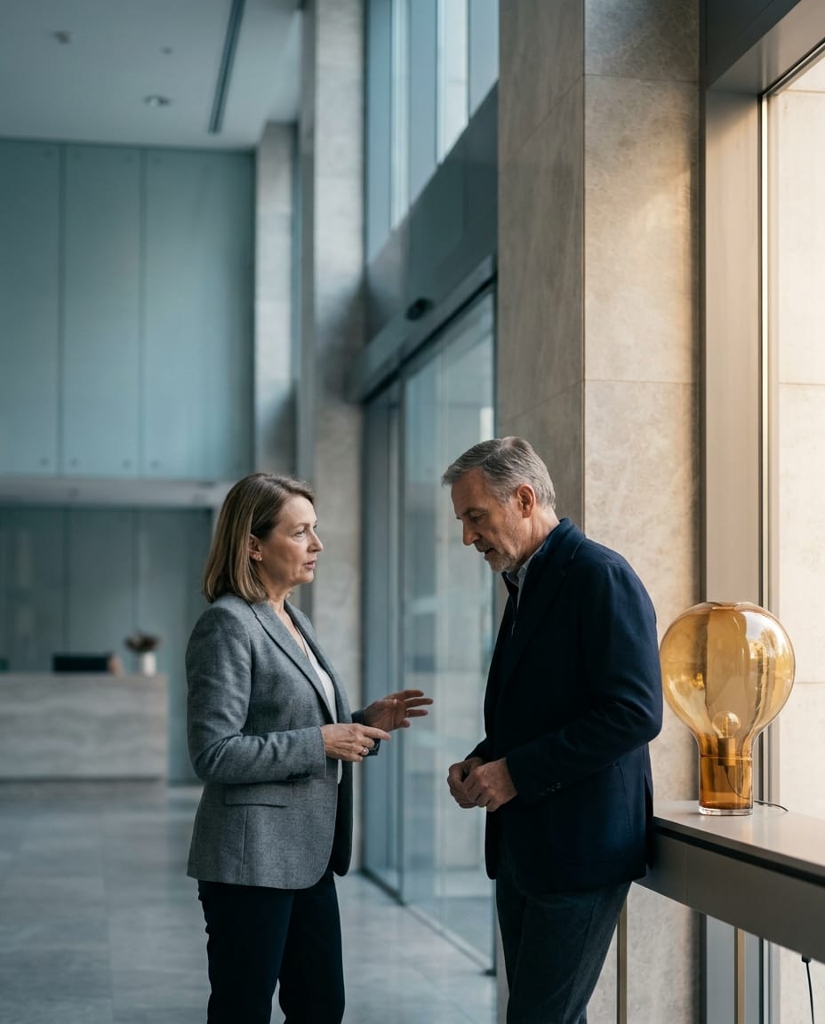 Two senior executives in conversation